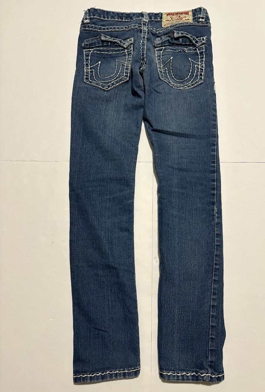 True Religion Billy Super T Womens Jeans 29 Made USA White Stitch Y2K